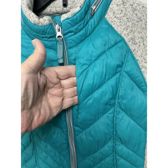 Xersion Women’s S Teal & Gray Full Zip Jacket with Hide Away Hood Quilted - Picture 6 of 12